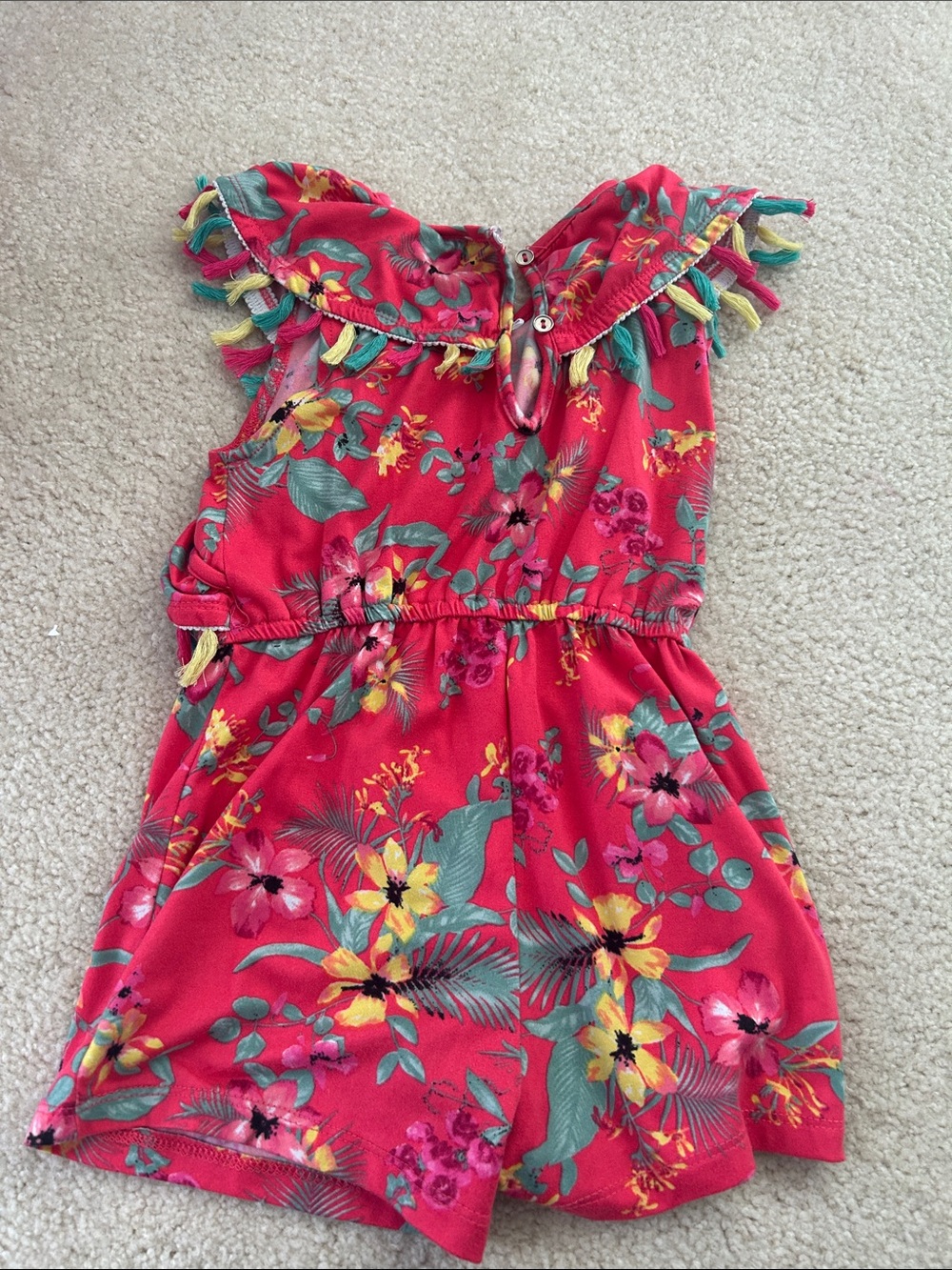Girls size 5 floral bright tassel tropical soft one piece romper luau - Picture 3 of 3